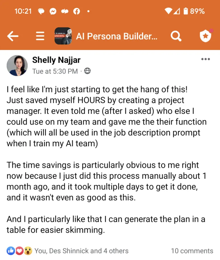 Shelly Najjar testimonial · AI Persona Method